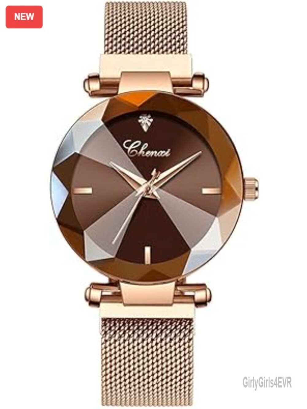Women's Stainless Steel Mesh Band Watch, Rose Gold, Elegant Gift